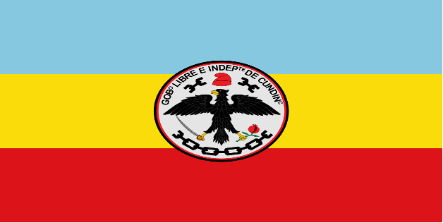 Bandera del departamento de Cundinamarca. Adoptada de nuevo desde 1886.