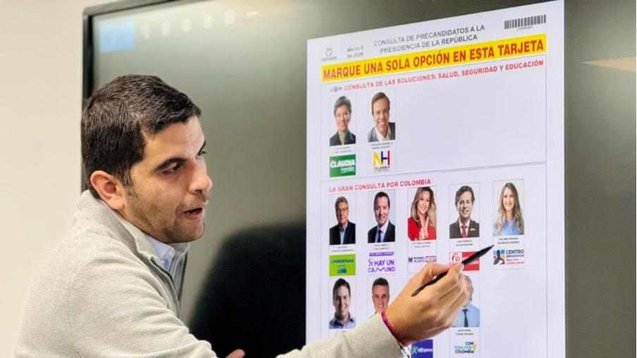 Senador Hernán Cadavid del Centro Democrático durante la campaña de consultas de marzo de 2026.  Foto: El Tiempo